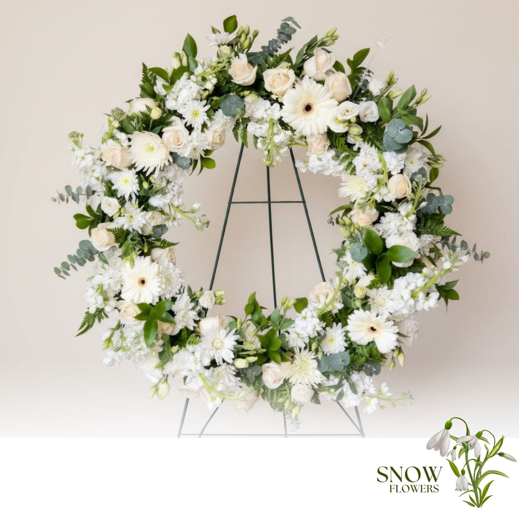White Sympathy Wreath (19")