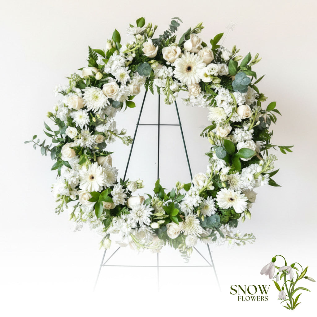White Sympathy Wreath (19")